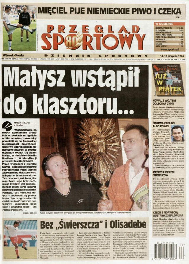 Okładka "Przeglądu Sportowego" Okładka "Przeglądu Sportowego"